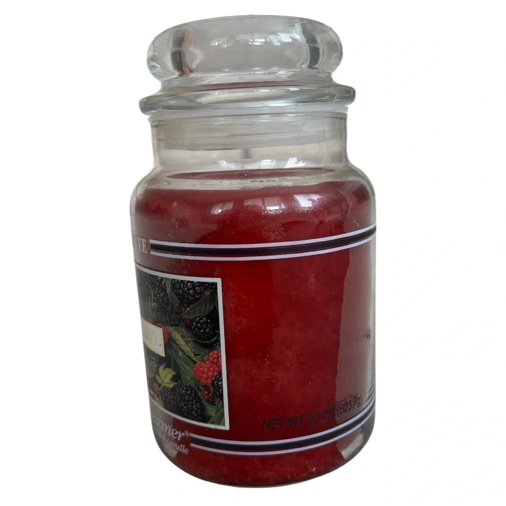Yankee Candle Jar Mulberry Scent Rare Vintage Black Label Burgundy Red 22 Oz